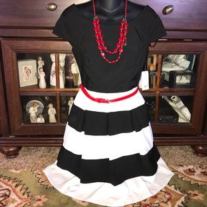 NWT B. Darlin Black & White striped dress 5/6